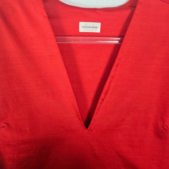 By Malene Birger Mavise Maxi Dress Sleeveless Sateen Orange with Pockets Size 44 - Picture 4 of 11